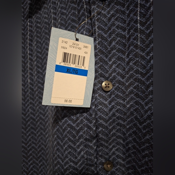 Van Heusen Navy Chevron Casual Shirt,size Xl - Picture 3 of 5
